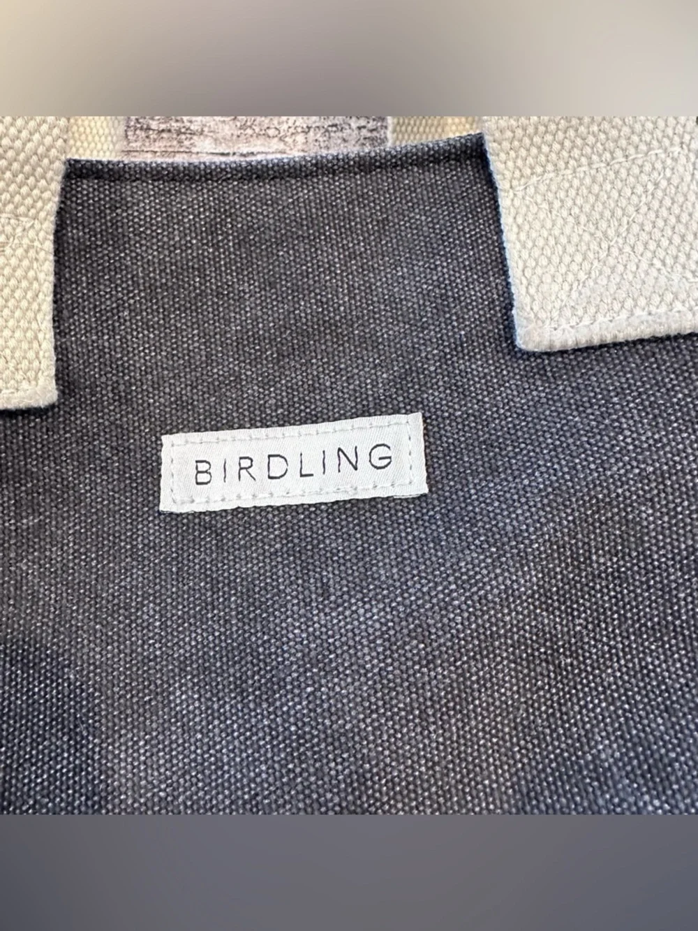 Birdling Black Canvas Laptop Tote Bag Backpack with Cream Handles ~15”x13” - Picture 2 of 8